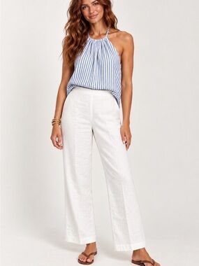 Vintage Talbots Irish Linen Pants White Fully Lined Flat Front Cropped Trousers